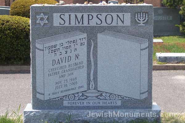 Double Jewish Tombstone with Double Books design and Jewish emblems