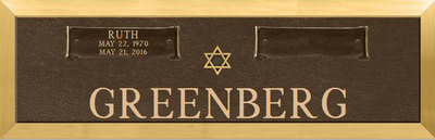 Jewish Double Bronze Cemetery Memorial Plaque with Star of David emblem