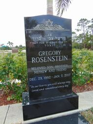 Jewish headstone monument in Star of David cemetery in W. Palm Beach, Florida