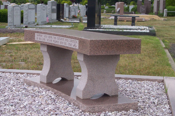 Granite Bench for Knollwood Park Cemetery in Glendale, NY